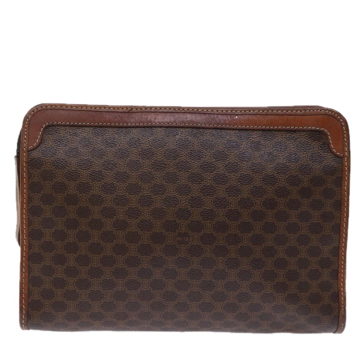 Celine Macadam Canvas Clutch Bag PVC Brown Auth 72806