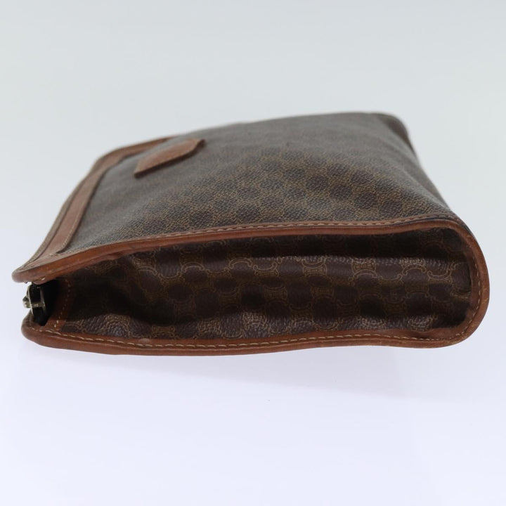 Celine Macadam Canvas Clutch Bag PVC Brown Auth 72806