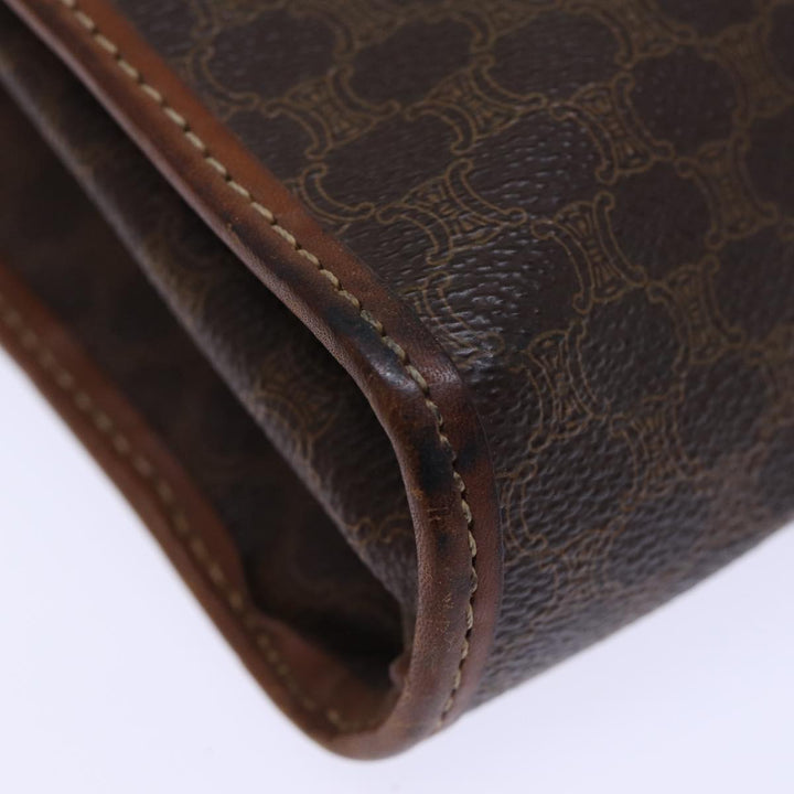 Celine Macadam Canvas Clutch Bag PVC Brown Auth 72806