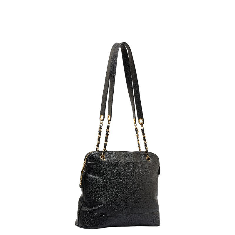 Top Quality Chanel Triple Co. Gold  Chain houlder Bag Black Caviar S  CHANEL