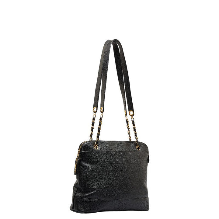 Top Quality Chanel Triple Co. Gold  Chain houlder Bag Black Caviar S  CHANEL