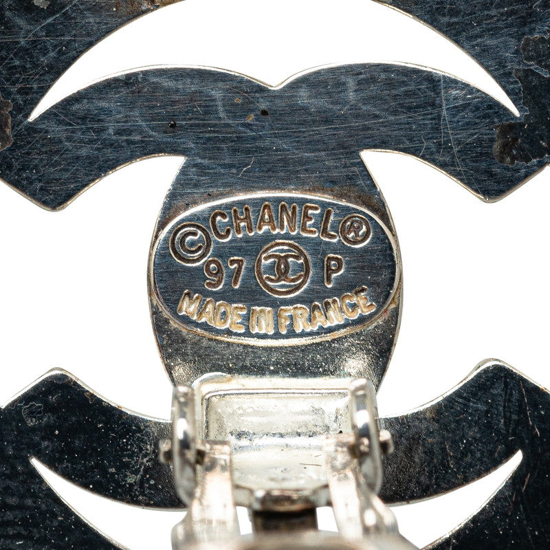 Top Quality Chanel Vintage Cocomark Whiteboard Rock Earring Silver Metal  Chanel