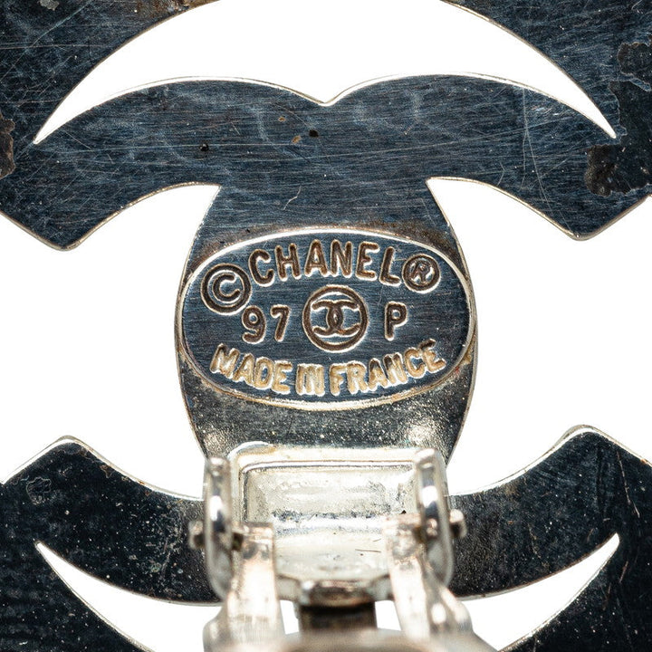 Top Quality Chanel Vintage Cocomark Whiteboard Rock Earring Silver Metal  Chanel