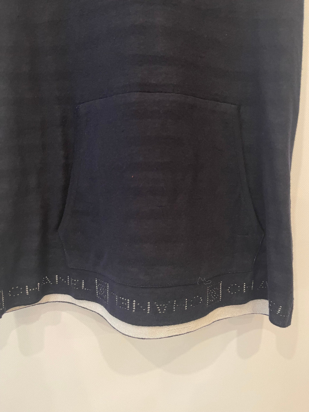 Top Quality Chanel 09P Navy and White Sleeveless Hoodie Top with Logo Details Size FR 42 (UK 14)