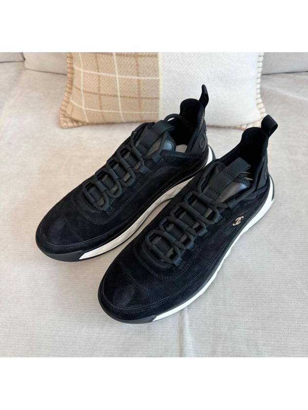Mixed Fiber Suede Low Top Sneakers Black Chanel