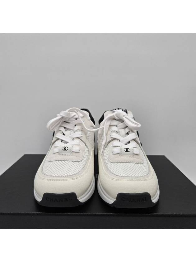 CC Logo Suede Tennis Low Top Sneakers Black Chanel