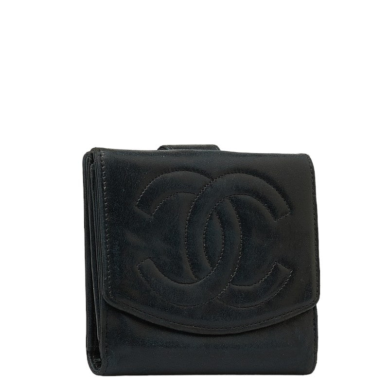 Top Quality Chanel DECACOCO Double Hook Fed Wallet Black Leather  CHANEL