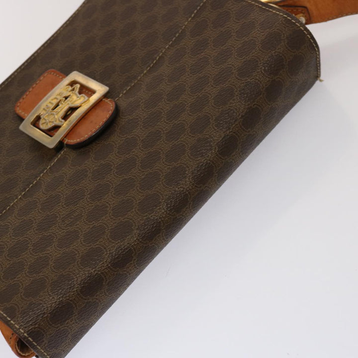 Celine Macadam Canvas Shoulder Bag PVC Brown Auth 73006