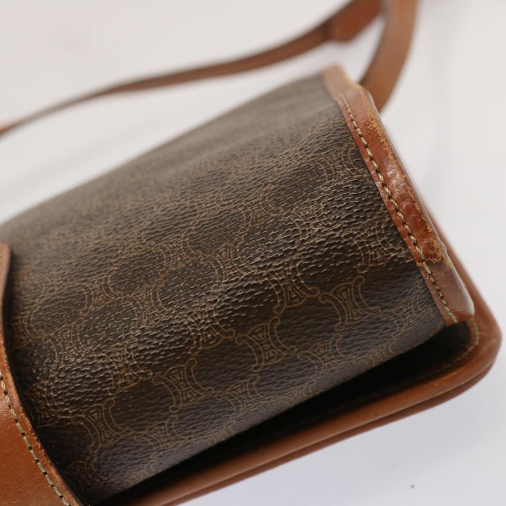 Celine Macadam Canvas Shoulder Bag PVC Brown Auth 73007