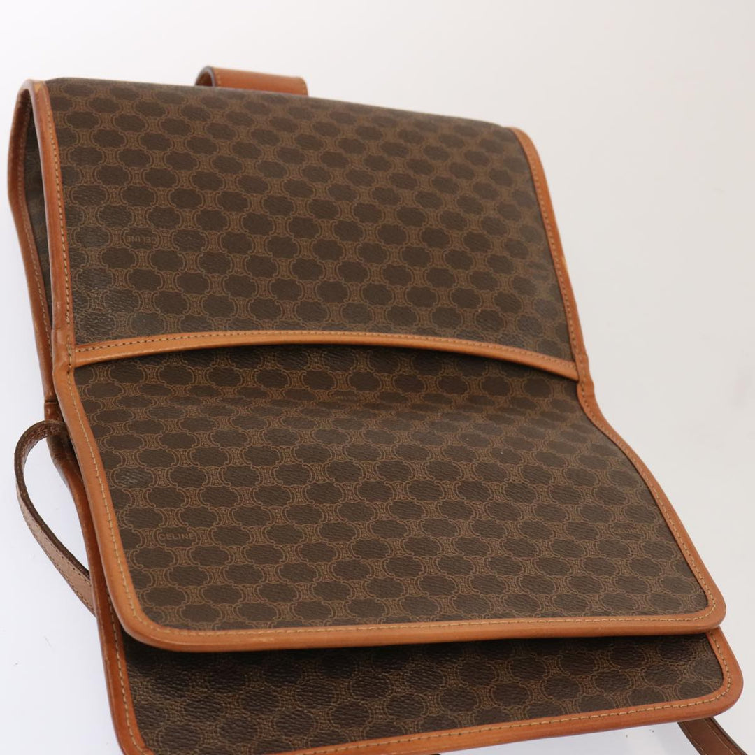 Celine Macadam Canvas Shoulder Bag PVC Brown Auth 73007