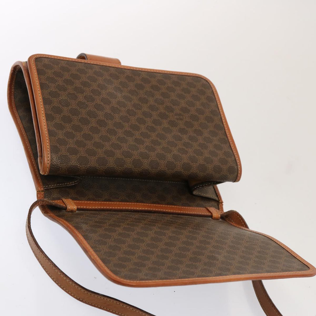 Celine Macadam Canvas Shoulder Bag PVC Brown Auth 73007