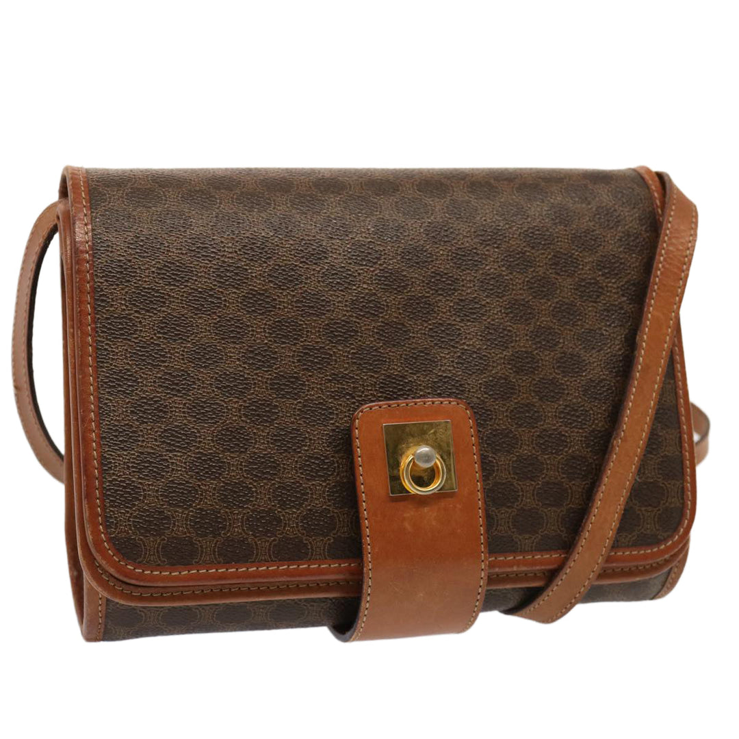 Celine Macadam Canvas Shoulder Bag PVC Brown Auth 73007