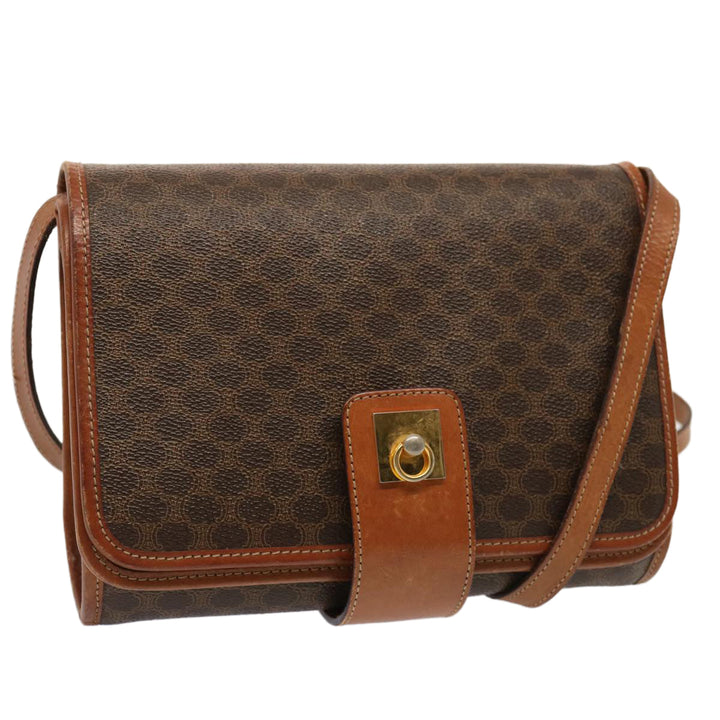 Celine Macadam Canvas Shoulder Bag PVC Brown Auth 73007