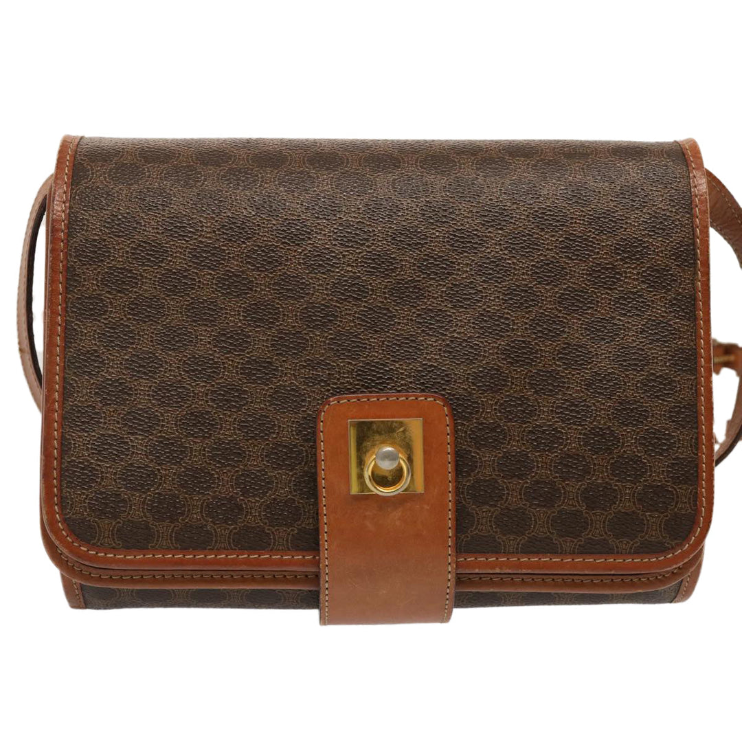 Celine Macadam Canvas Shoulder Bag PVC Brown Auth 73007