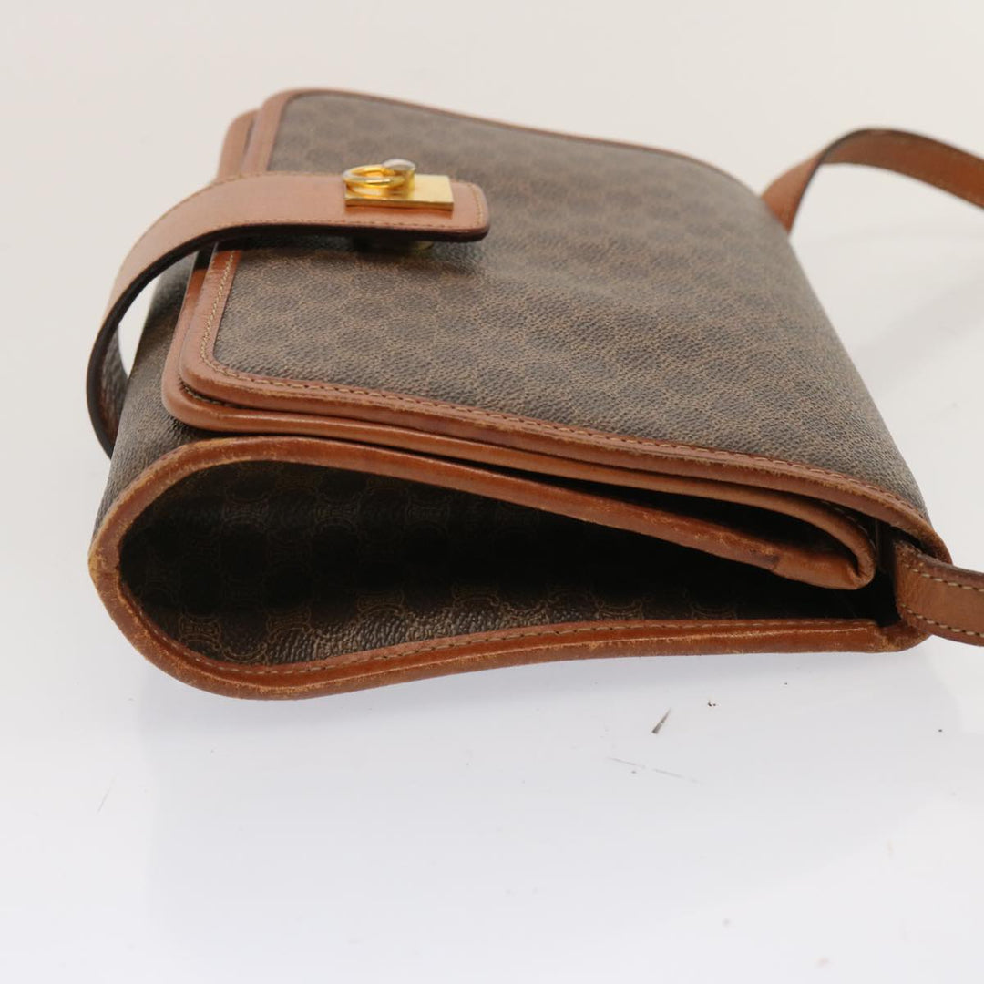 Celine Macadam Canvas Shoulder Bag PVC Brown Auth 73007