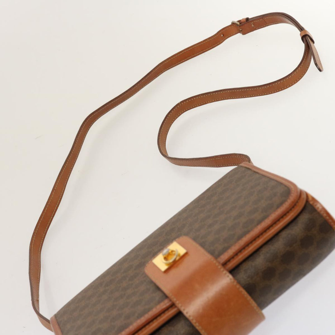 Celine Macadam Canvas Shoulder Bag PVC Brown Auth 73007