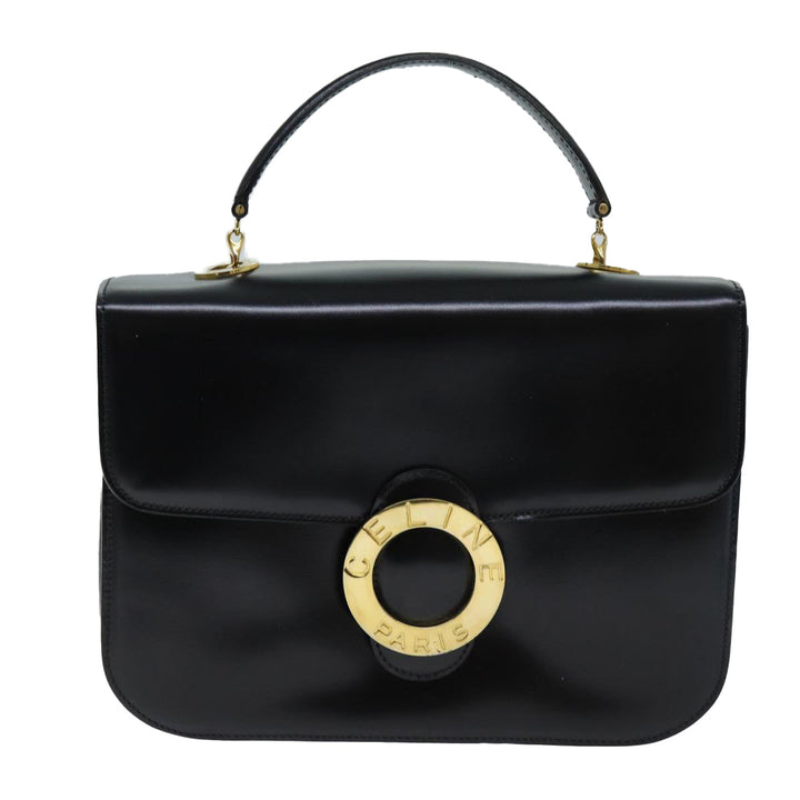 Celine Hand Bag Leather 2way Black Auth 73008