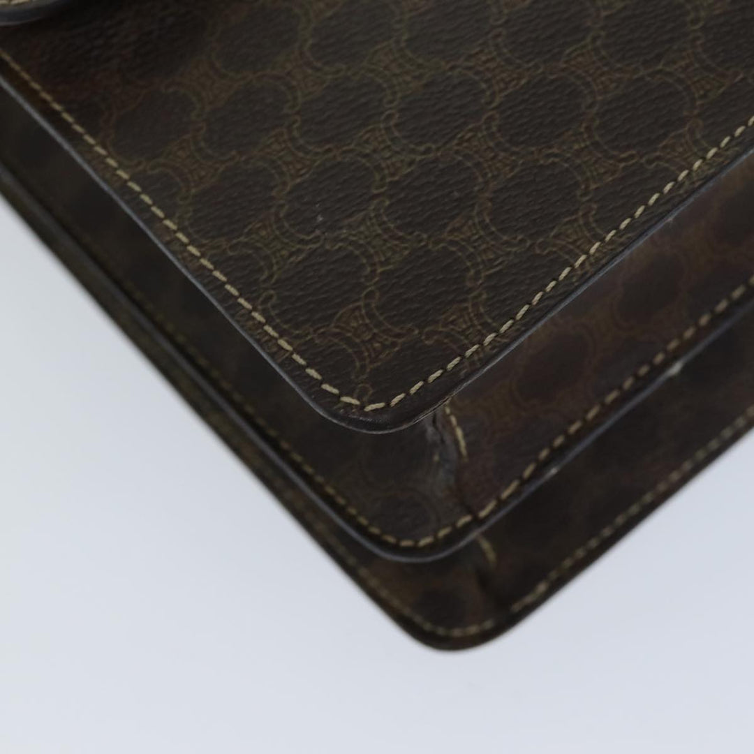 Celine Macadam Canvas Hand Bag PVC Brown Auth 73012