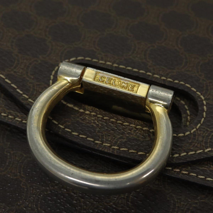 Celine Macadam Canvas Hand Bag PVC Brown Auth 73012
