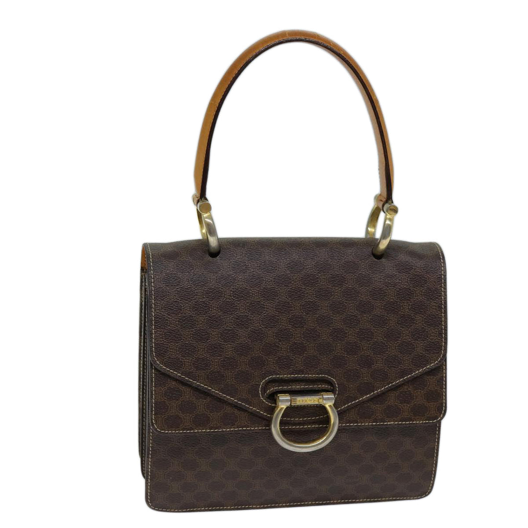 Celine Macadam Canvas Hand Bag PVC Brown Auth 73012