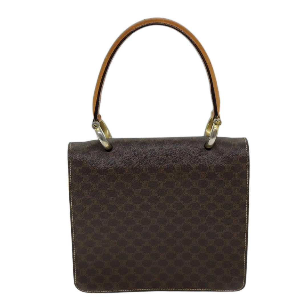Celine Macadam Canvas Hand Bag PVC Brown Auth 73012