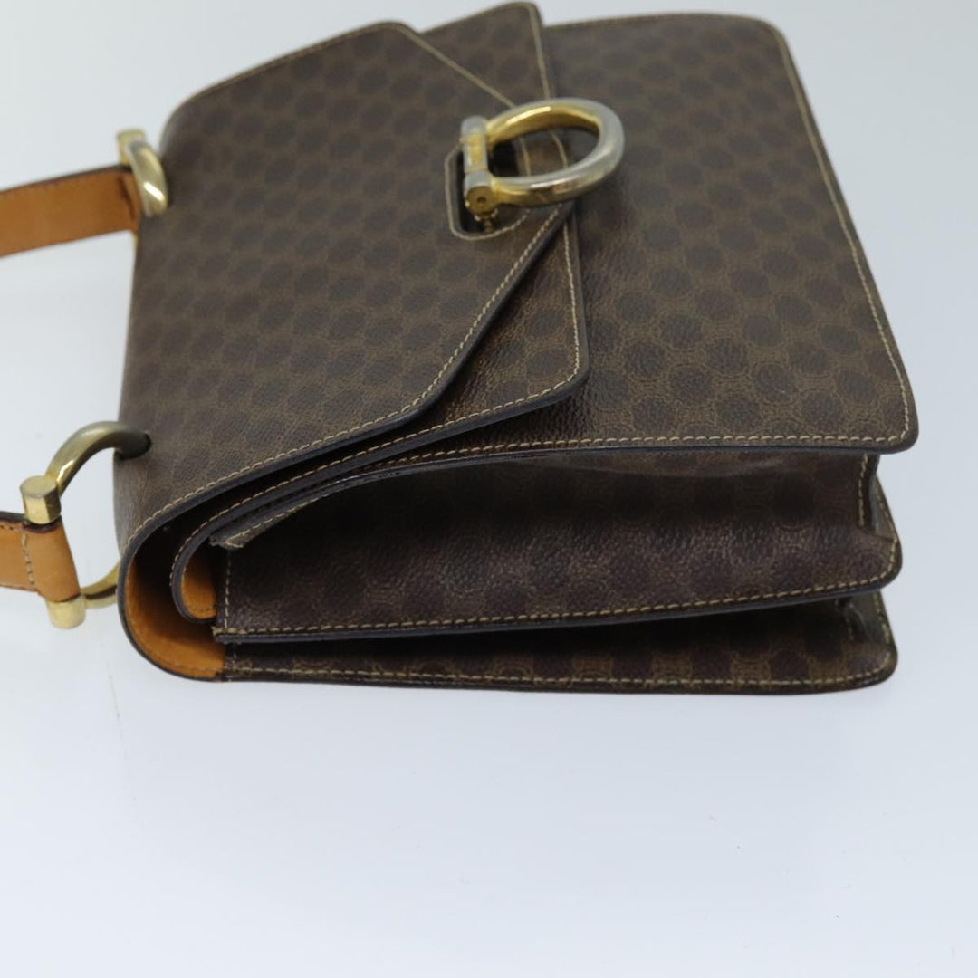 Celine Macadam Canvas Hand Bag PVC Brown Auth 73012