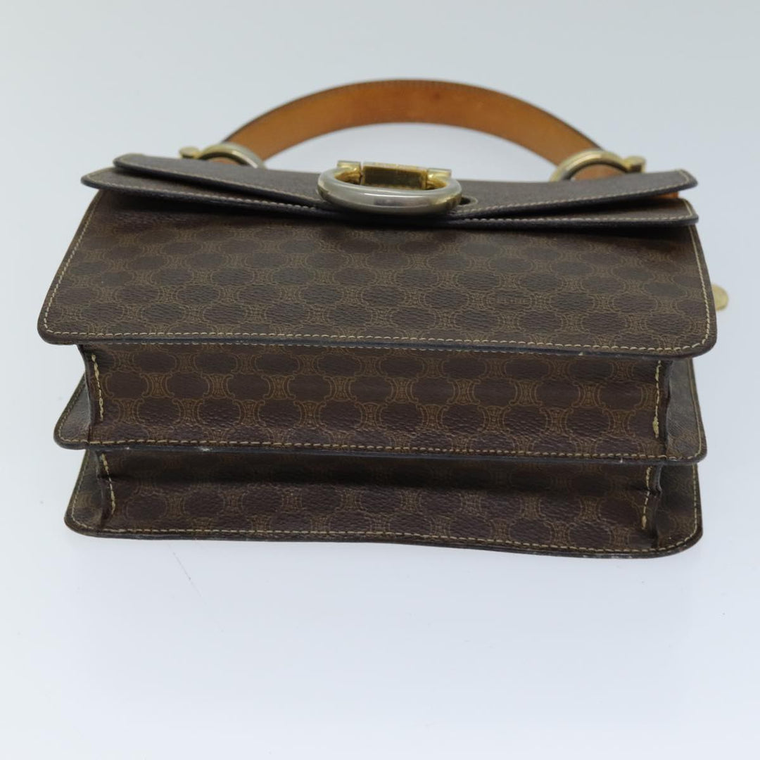 Celine Macadam Canvas Hand Bag PVC Brown Auth 73012