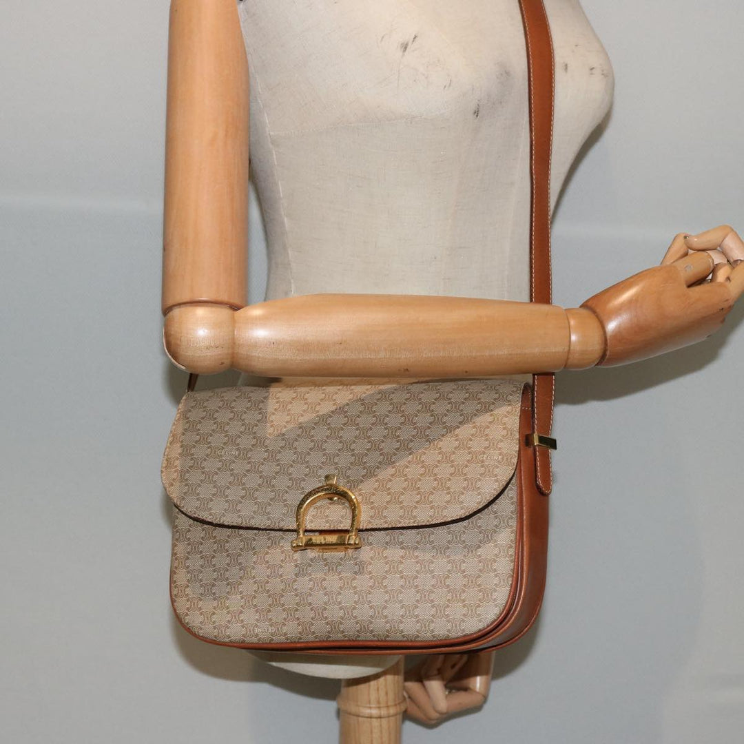 Celine Macadam Canvas Shoulder Bag Beige  73027