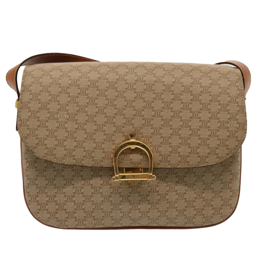 Celine Macadam Canvas Shoulder Bag Beige  73027