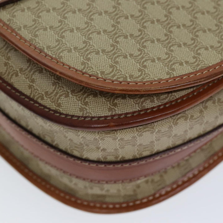 Celine Macadam Canvas Shoulder Bag Beige Auth 73028