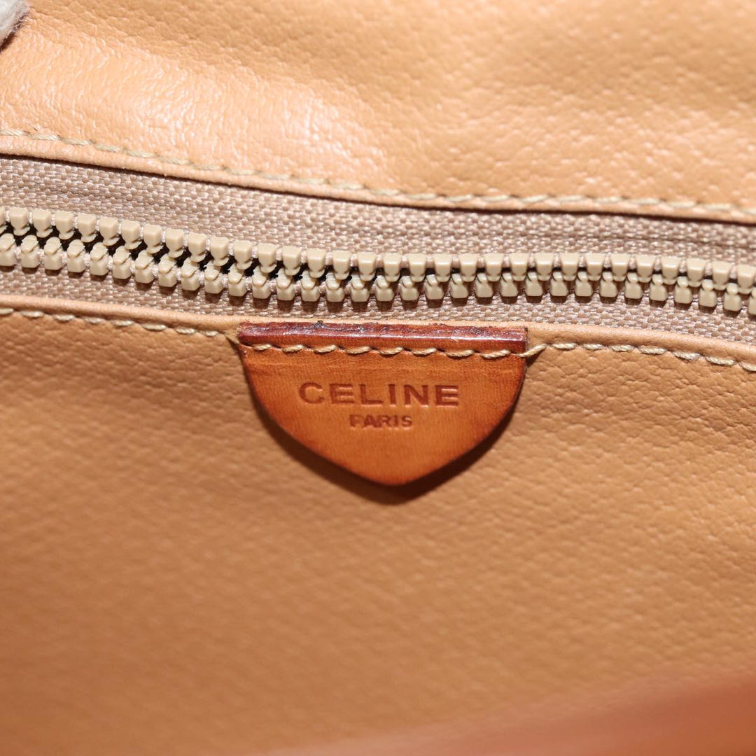 Celine Macadam Canvas Shoulder Bag Beige Auth 73028