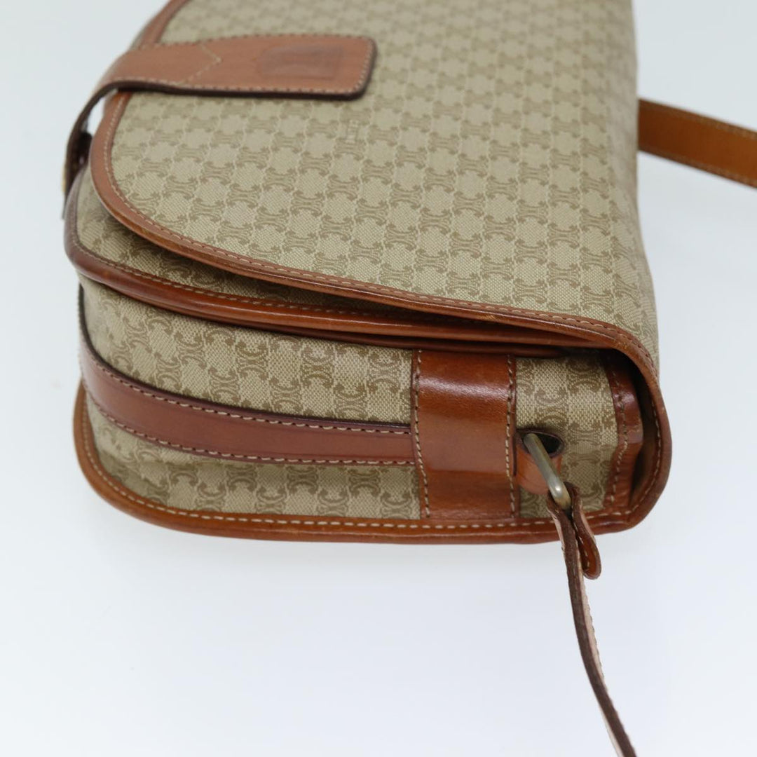 Celine Macadam Canvas Shoulder Bag Beige Auth 73028