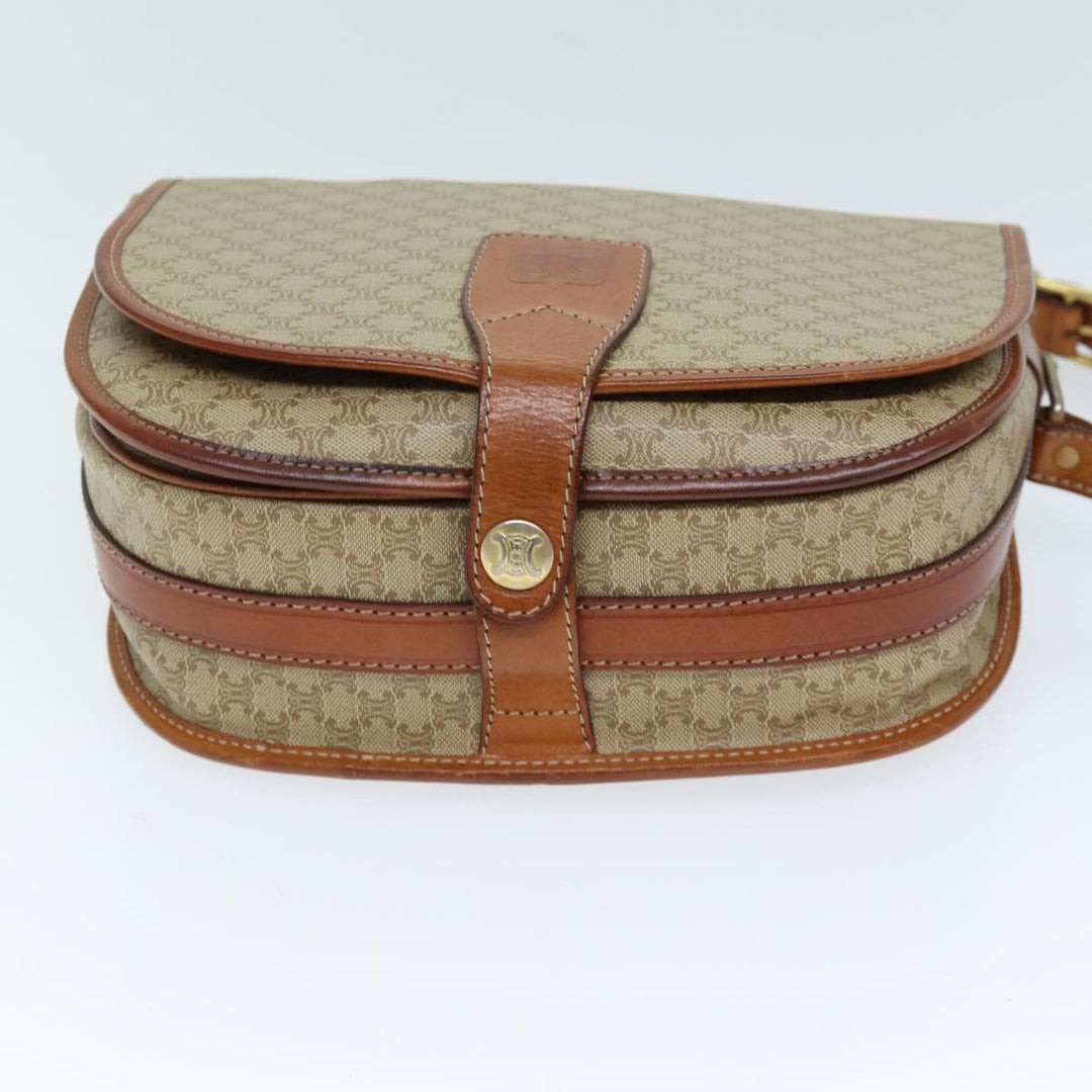 Celine Macadam Canvas Shoulder Bag Beige Auth 73028