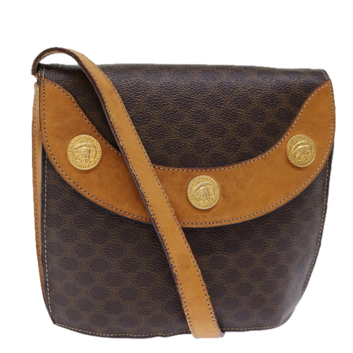 Celine Macadam Canvas Shoulder Bag PVC Brown Auth 73030