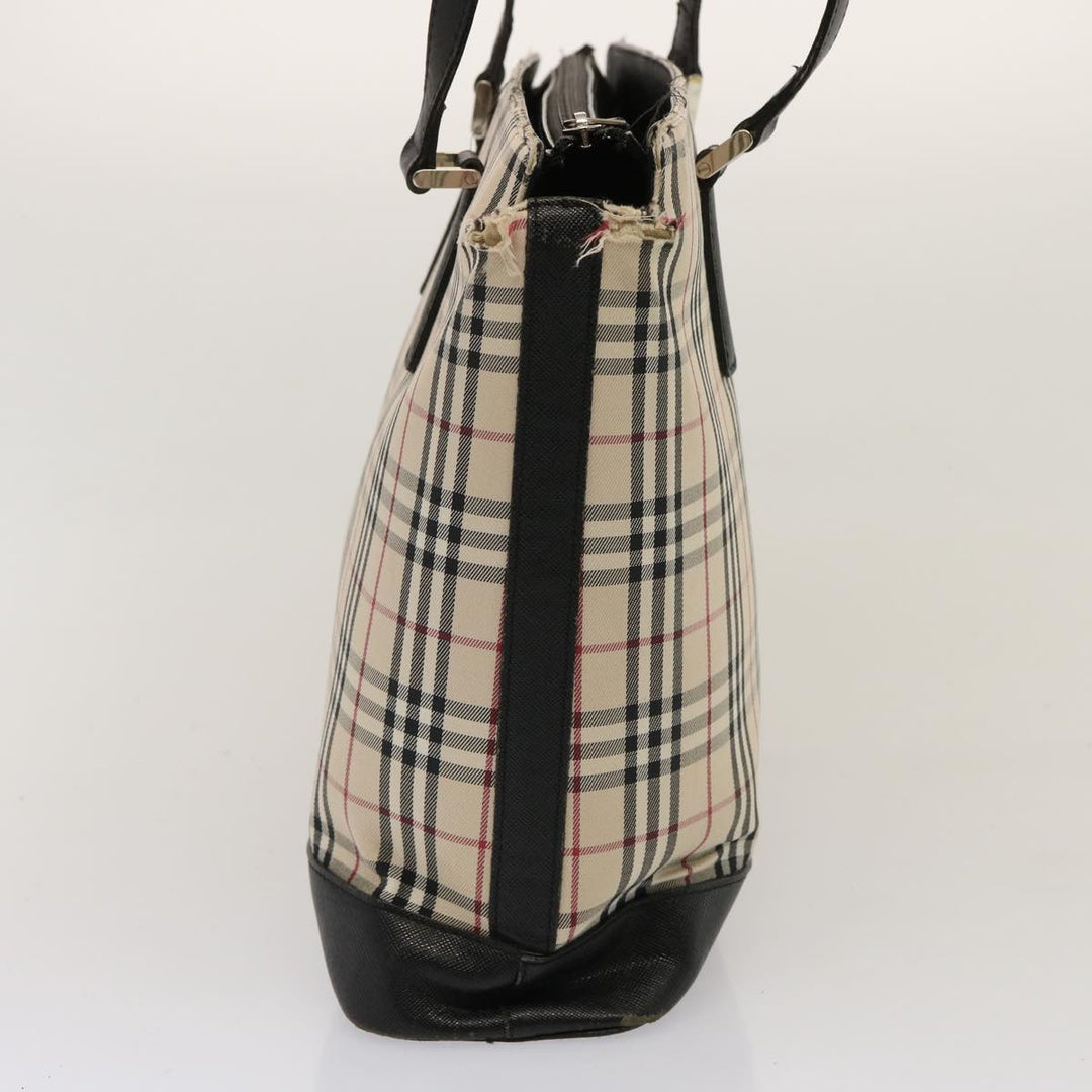 Burberry Nova Check Tote Bag Canvas Beige Auth 73161