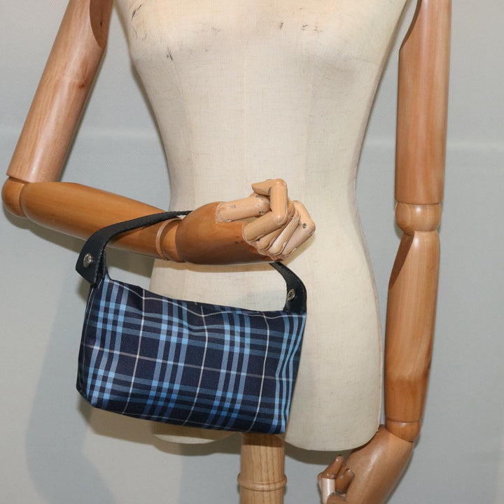 Burberry Nova Check Hand Bag Nylon Blue Auth 73195