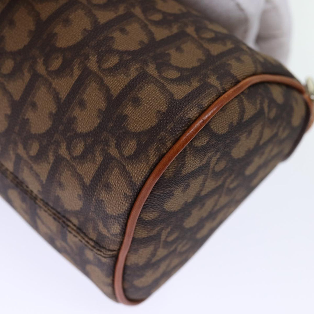 CHRISTIAN Dior Trotter Romantic Hand Bag PVC Brown Auth 73200