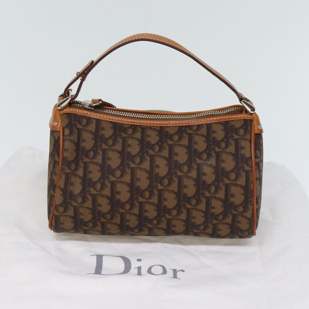 CHRISTIAN Dior Trotter Romantic Hand Bag PVC Brown Auth 73200