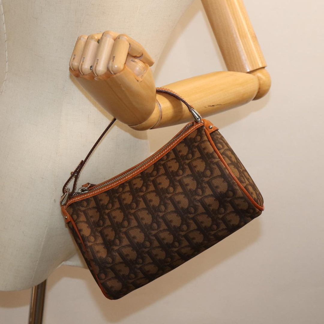 CHRISTIAN Dior Trotter Romantic Hand Bag PVC Brown Auth 73200