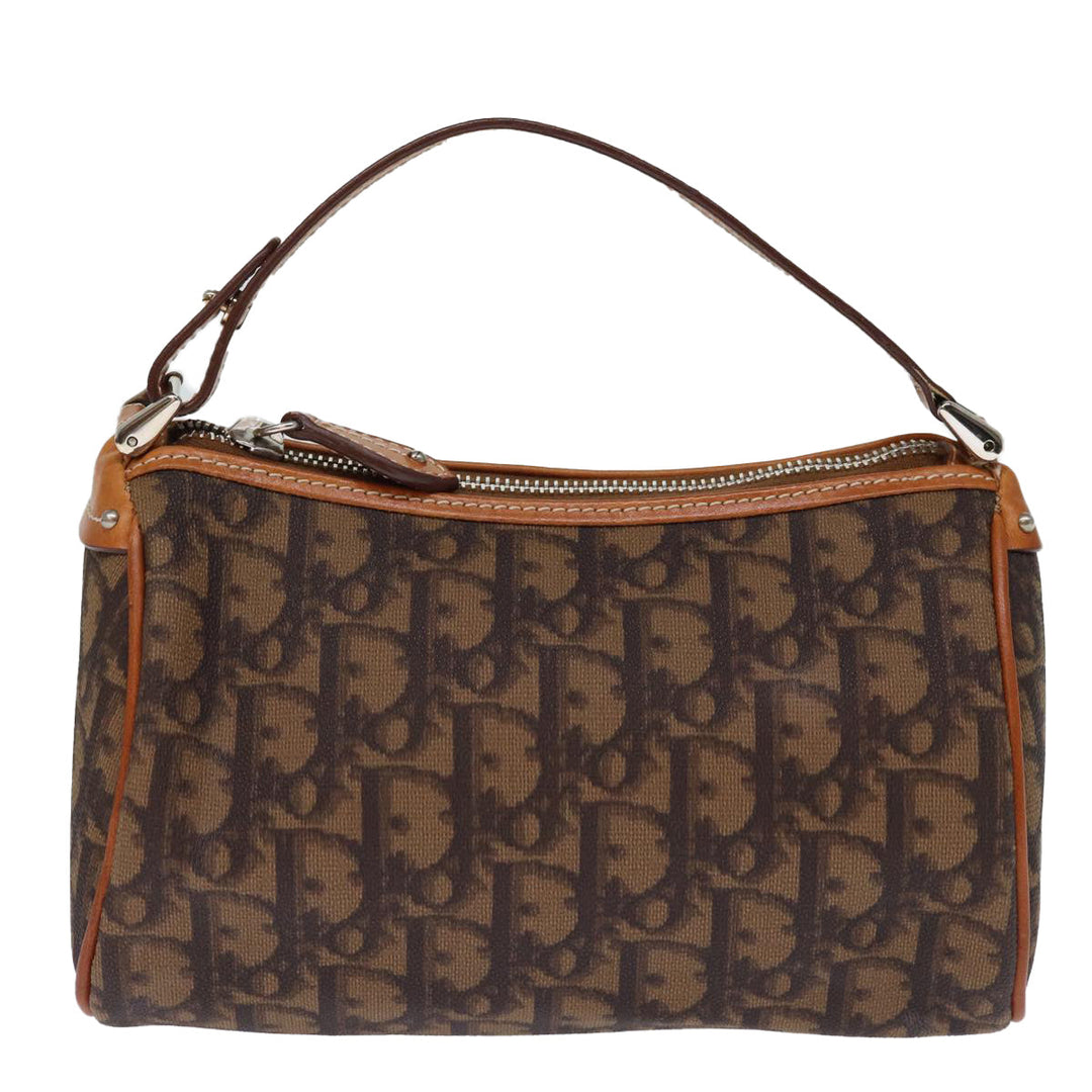 CHRISTIAN Dior Trotter Romantic Hand Bag PVC Brown Auth 73200