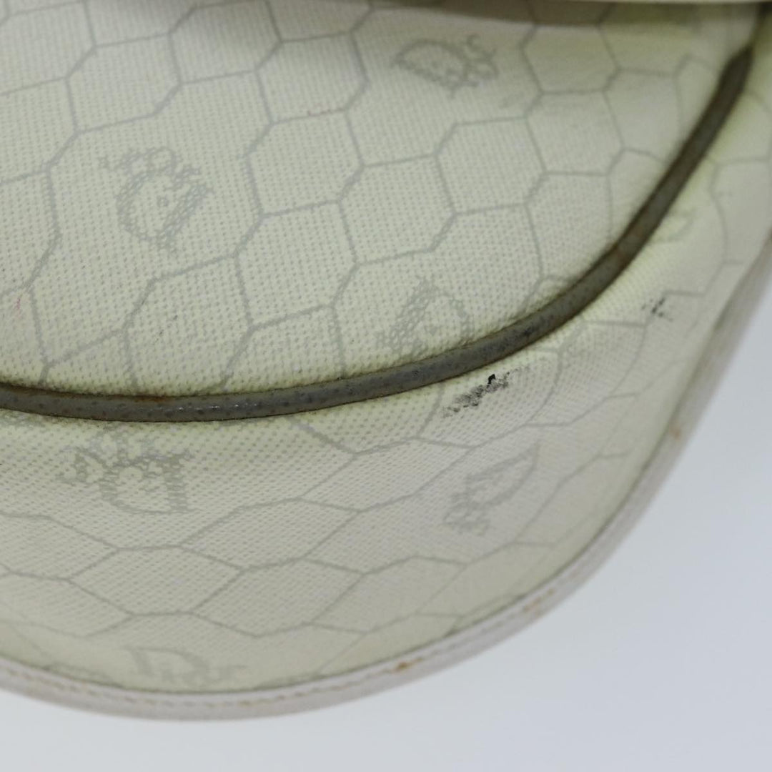 CHRISTIAN Top quality Dior Honeycomb Canvas Shoulder Bag PVC Leather White Auth 73252