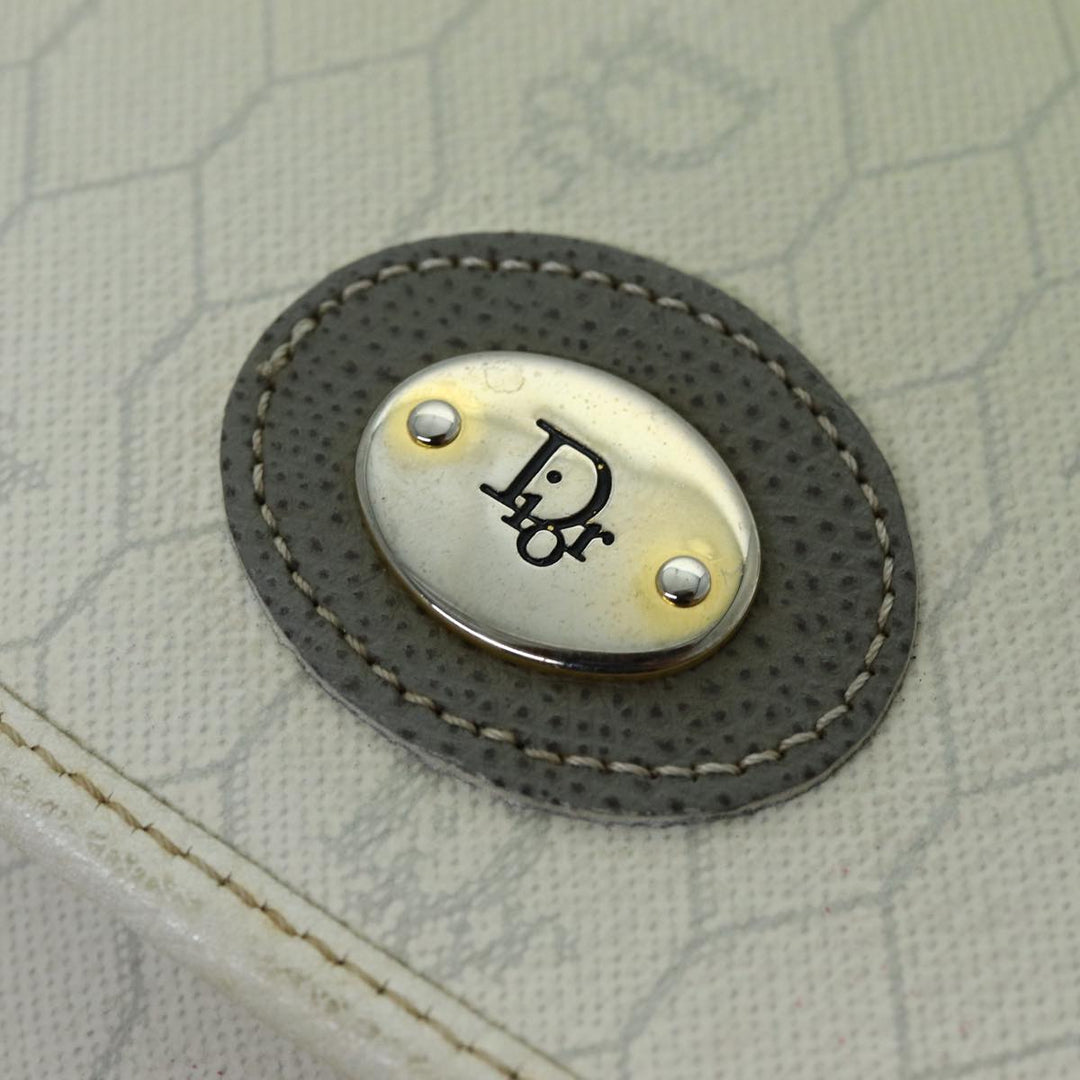 CHRISTIAN Top quality Dior Honeycomb Canvas Shoulder Bag PVC Leather White Auth 73252