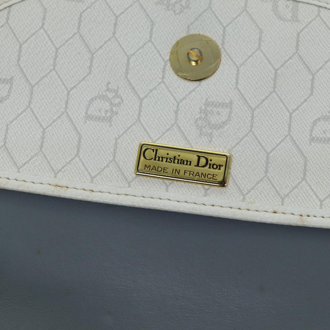 CHRISTIAN Top quality Dior Honeycomb Canvas Shoulder Bag PVC Leather White Auth 73252