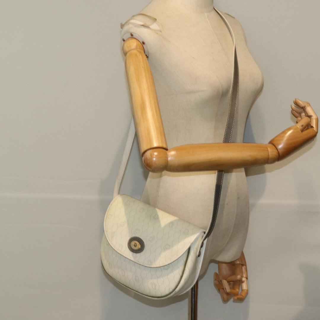 CHRISTIAN Top quality Dior Honeycomb Canvas Shoulder Bag PVC Leather White Auth 73252
