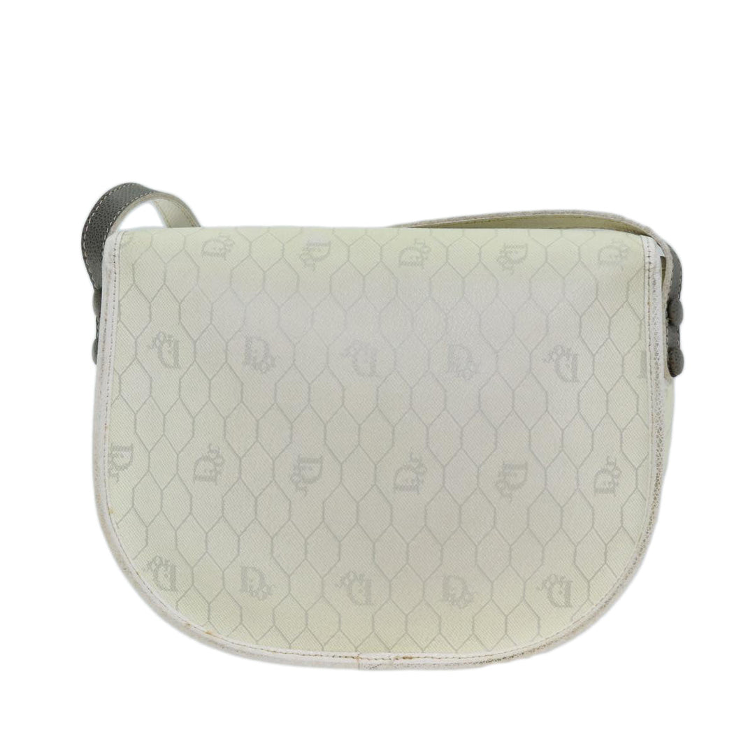 CHRISTIAN Top quality Dior Honeycomb Canvas Shoulder Bag PVC Leather White Auth 73252