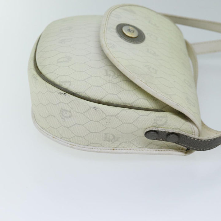 CHRISTIAN Top quality Dior Honeycomb Canvas Shoulder Bag PVC Leather White Auth 73252