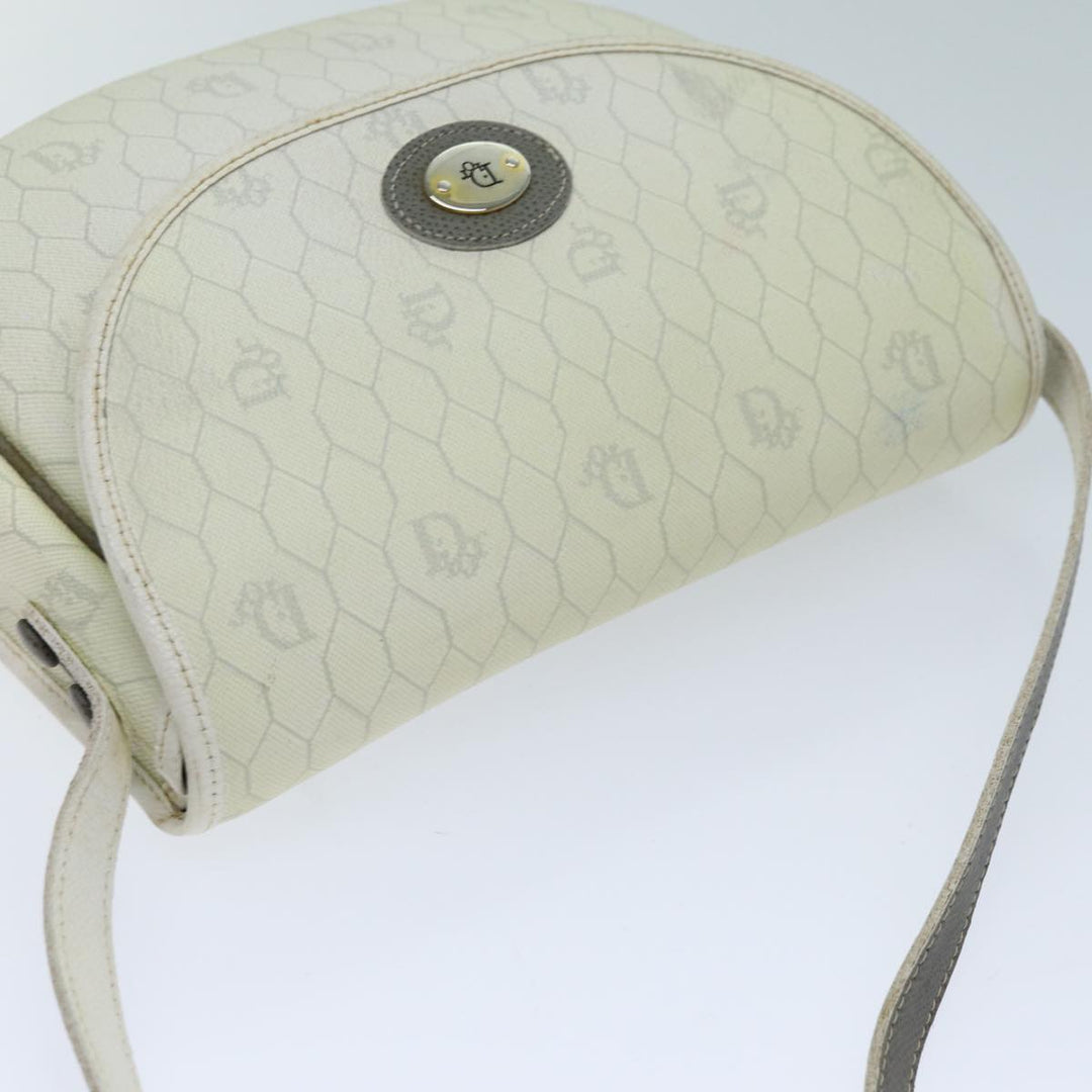 CHRISTIAN Top quality Dior Honeycomb Canvas Shoulder Bag PVC Leather White Auth 73252