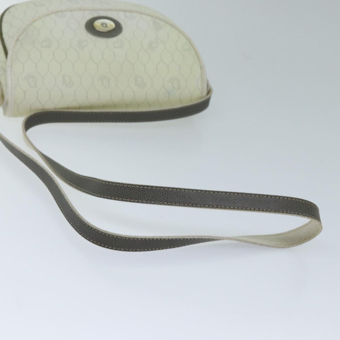 CHRISTIAN Top quality Dior Honeycomb Canvas Shoulder Bag PVC Leather White Auth 73252