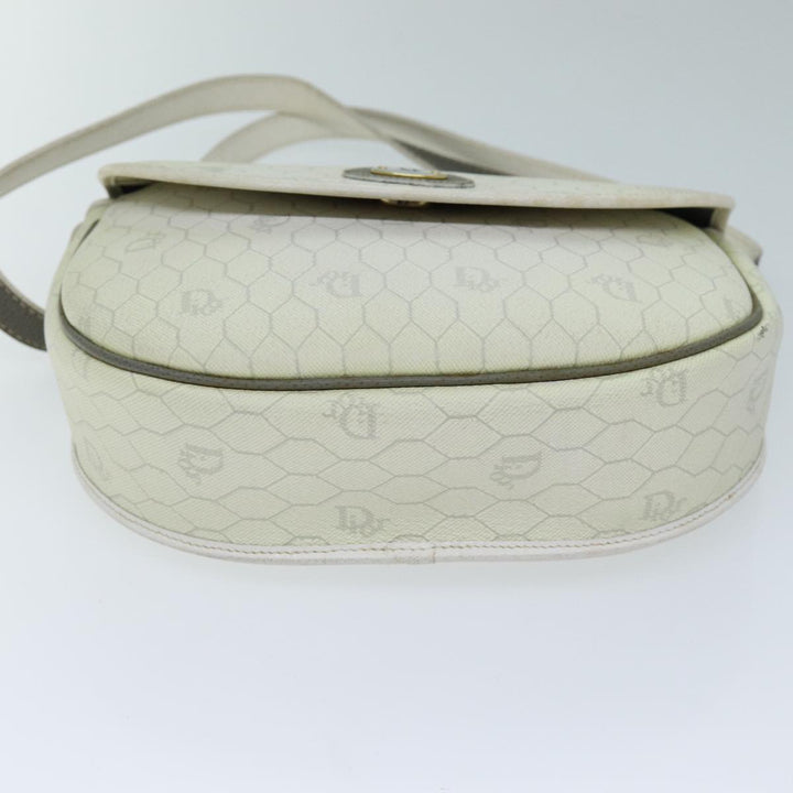 CHRISTIAN Top quality Dior Honeycomb Canvas Shoulder Bag PVC Leather White Auth 73252