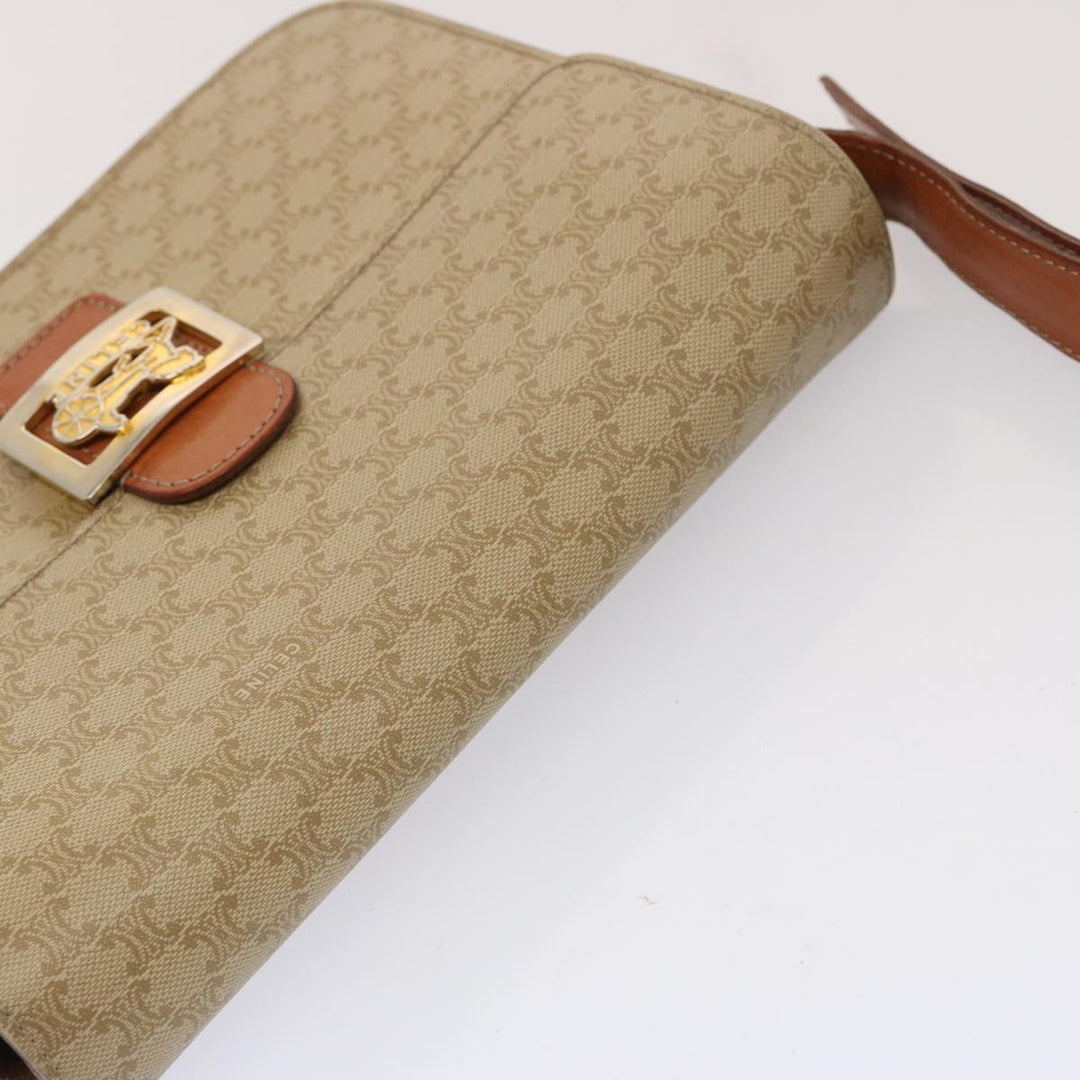 Celine Macadam Canvas Shoulder Bag Beige Auth 73295
